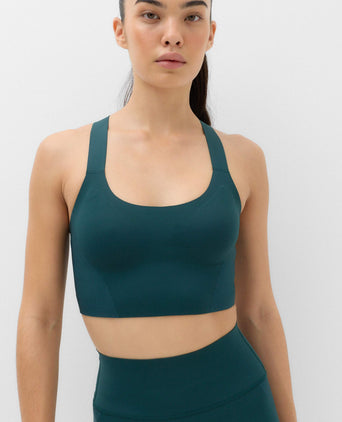 Shimmer Scoop Neck Racer Back Bra Vest - Dark Evergreen