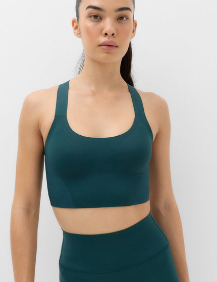 Goodmove Shimmer Scoop Neck Racer Back Bra Vest - Dark Evergreenimages1- The Sports Edit