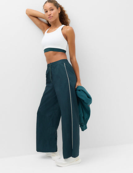 Goodmove Side Stripe Stormwear High Waisted Track Pant - Dark Evergreenimages1- The Sports Edit