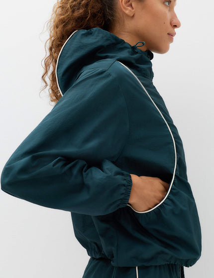 Goodmove Stormwear Lightweight Metallic Hooded Jacket - Dark Evergreenimages3- The Sports Edit