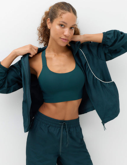 Goodmove Stormwear Lightweight Metallic Hooded Jacket - Dark Evergreenimages5- The Sports Edit