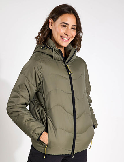 Goodmove Stormwear Quilted Hooded Puffer Jacket - Dark Khakiimages1- The Sports Edit