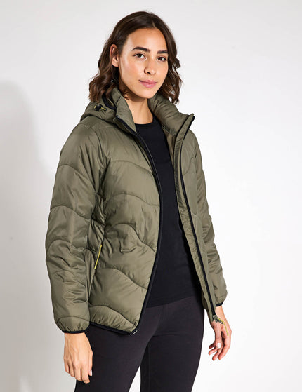 Goodmove Stormwear Quilted Hooded Puffer Jacket - Dark Khakiimages3- The Sports Edit