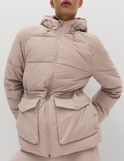 Goodmove Stormwear Quilted Hooded Puffer Jacket - Mushroomimages1- The Sports Edit