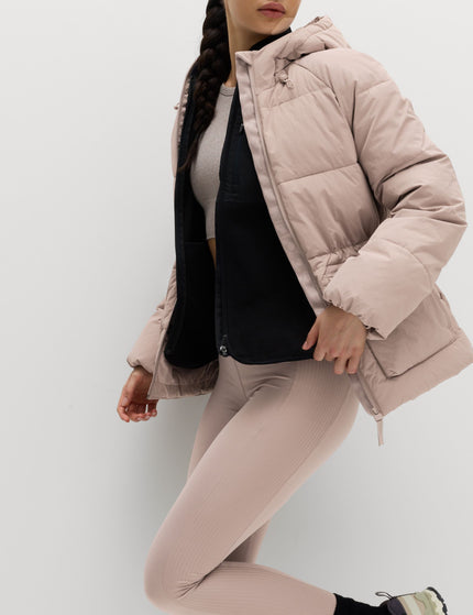 Goodmove Stormwear Quilted Hooded Puffer Jacket - Mushroomimages5- The Sports Edit