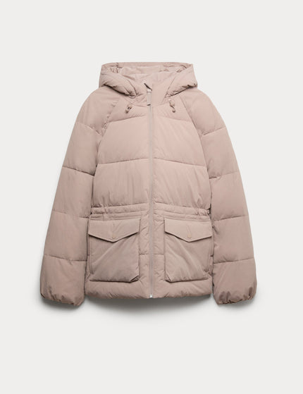 Goodmove Stormwear Quilted Hooded Puffer Jacket - Mushroomimages7- The Sports Edit