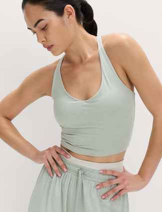 Supersoft Scoop Neck Fitted Crop Vest Top - Soft Green