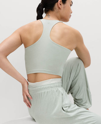 Supersoft Scoop Neck Fitted Crop Vest Top - Soft Green
