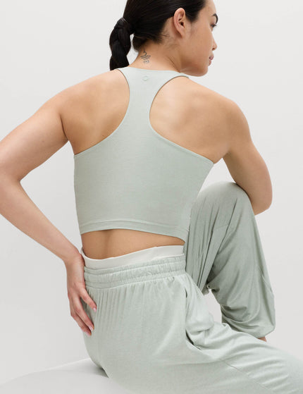 Goodmove Supersoft Scoop Neck Fitted Crop Vest Top - Soft Greenimages2- The Sports Edit