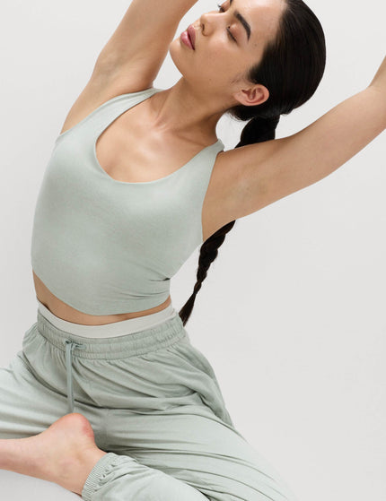 Goodmove Supersoft Scoop Neck Fitted Crop Vest Top - Soft Greenimages3- The Sports Edit