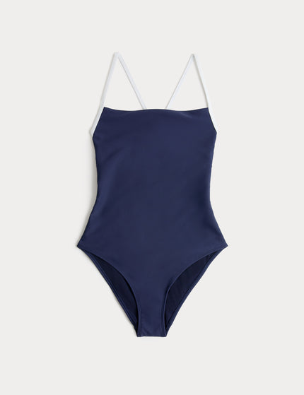 Goodmove Tummy Control Contrast Scoop Neck Swimsuit - Indigoimages7- The Sports Edit
