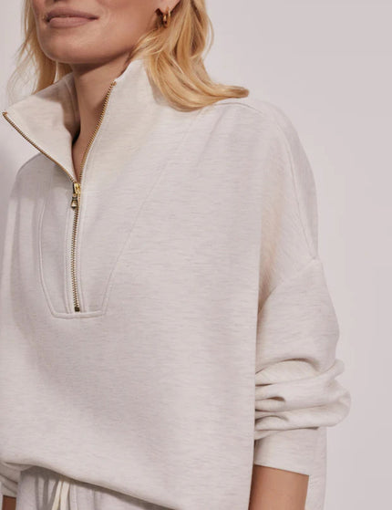 Varley Hawley Half Zip Sweat - Ivory Marlimages3- The Sports Edit