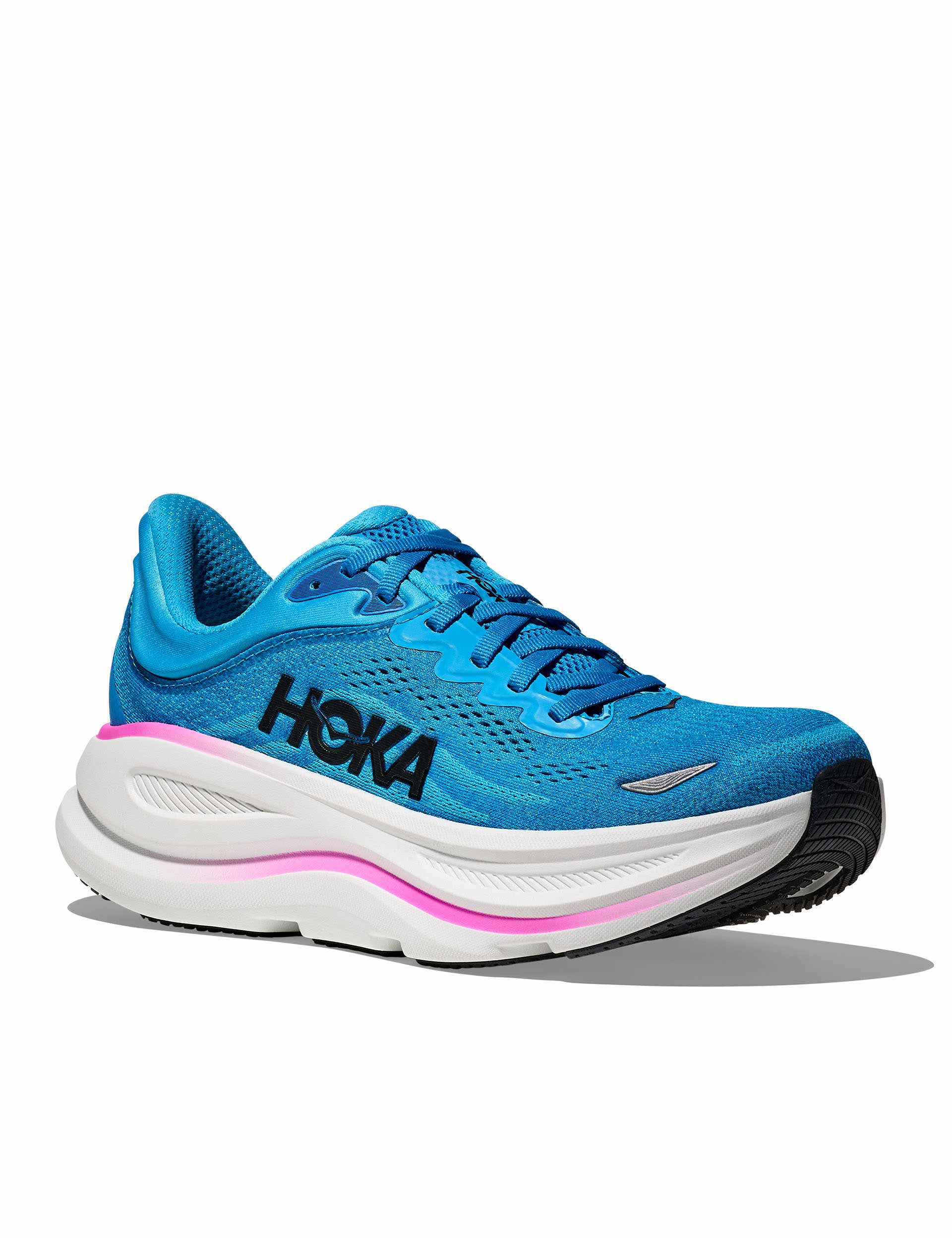 HOKA | Bondi 9 Shoes - Skyward Blue/Neon Fuchsia | The