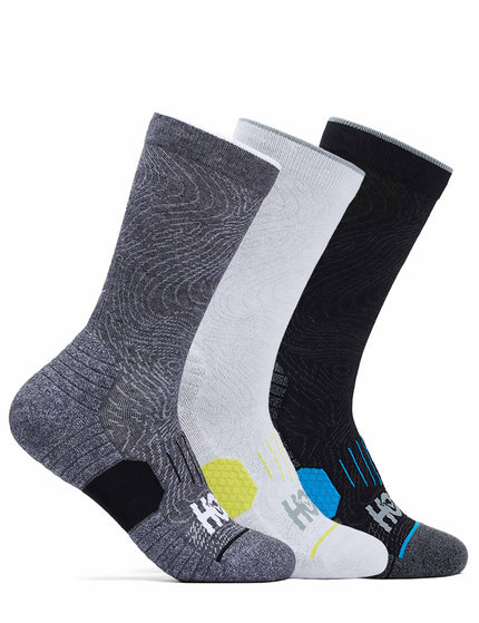 HOKA Crew Run Sock 3-Pack - White/Black/Greyimages1- The Sports Edit