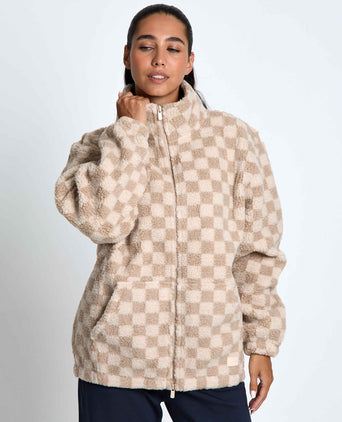 Layla Printed Sherpa - Oatmeal Check