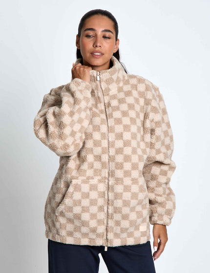 Layla Printed Sherpa - Oatmeal Check