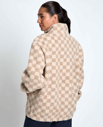 Layla Printed Sherpa - Oatmeal Check