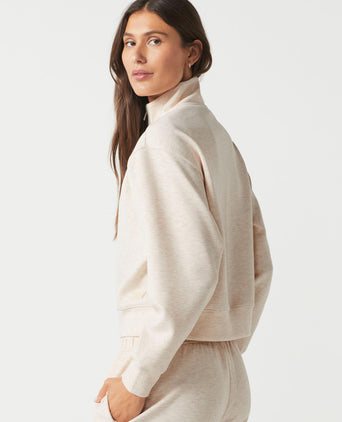 Oxford Zip Sweat - Oatmeal Marl
