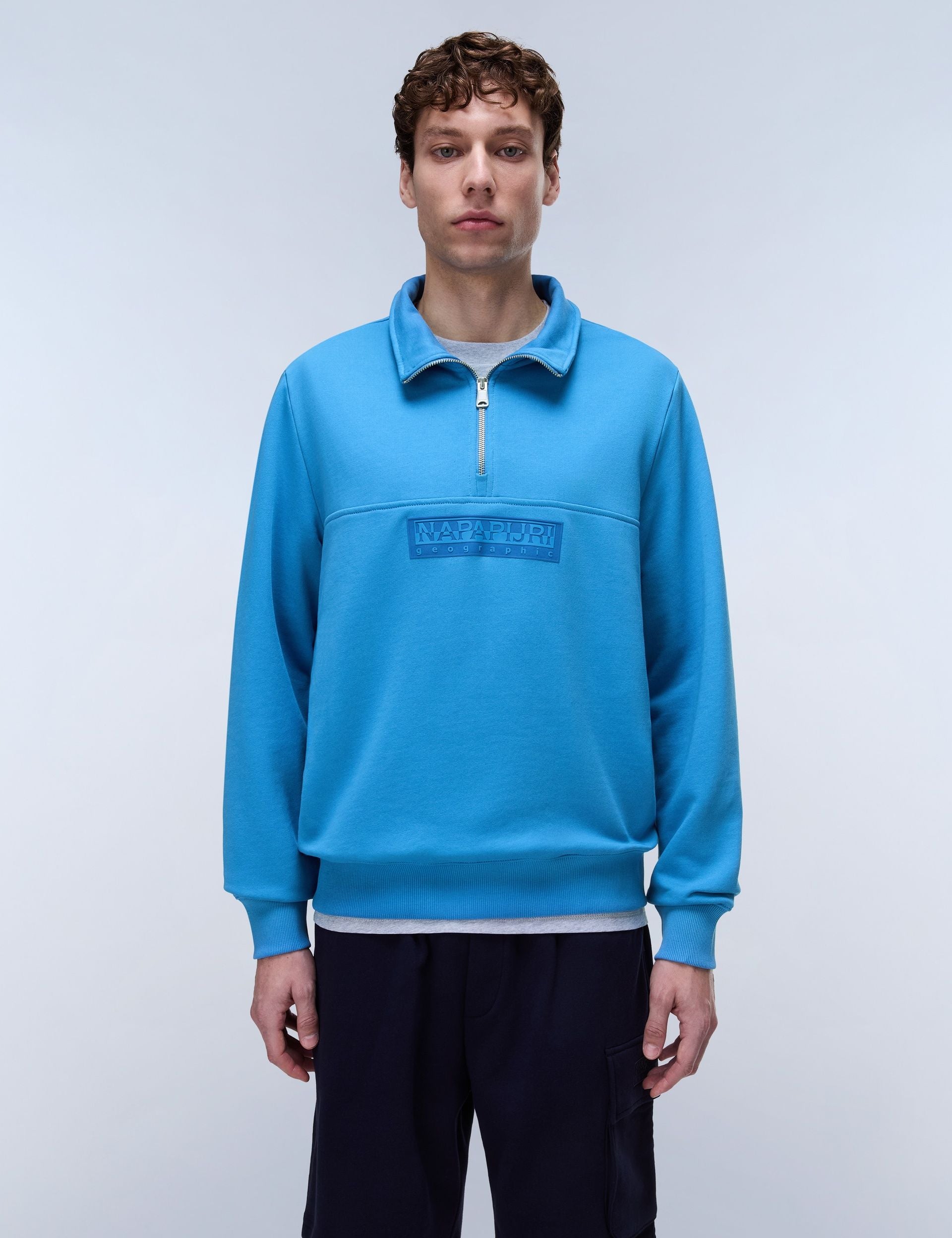 Box Logo French Terry 1 2 Zip Sweatshirt Jasper