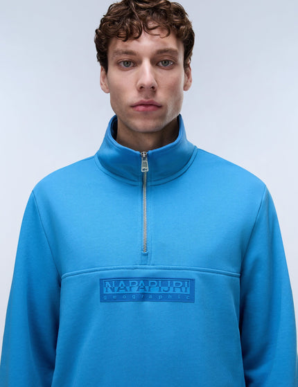 Napapijri Box Logo French Terry 1/2 Zip Sweatshirt - Blue Jasperimages3- The Sports Edit