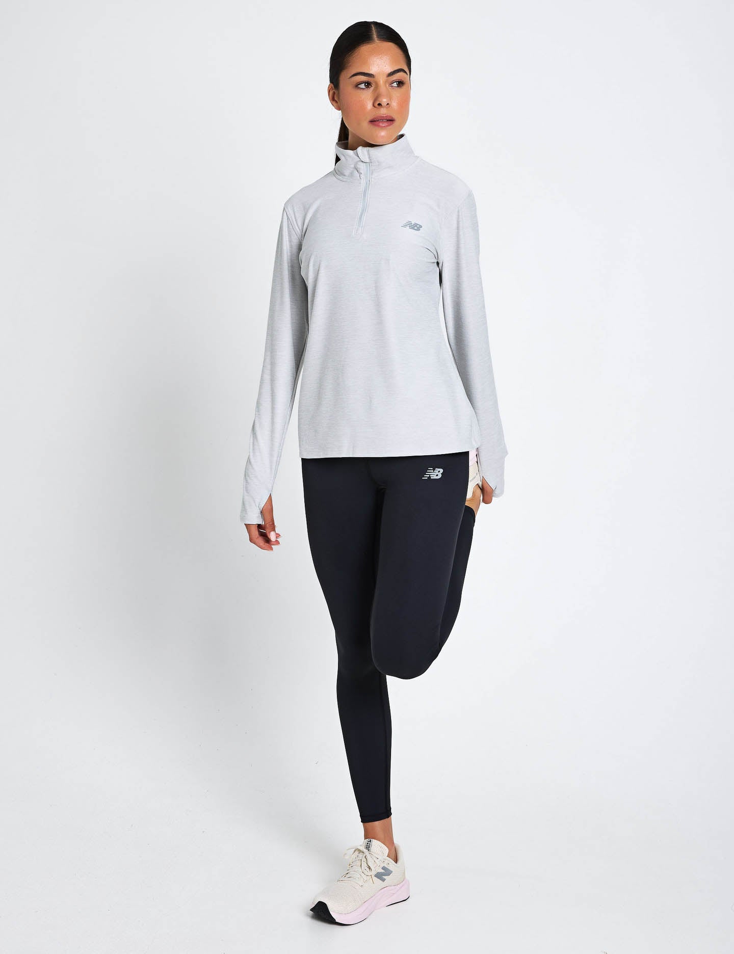 New Balance Sport Essentials Space Dye 1/4 Zip Ash The Sports Edit