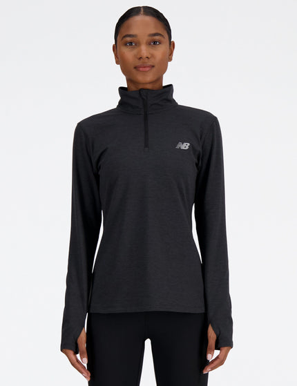 New Balance Sport Essentials Space Dye 1/4 Zip - Black Heatherimages1- The Sports Edit