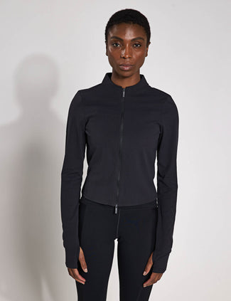 Zenvy Full-Zip Long-Sleeve Top - Black/Cool Grey