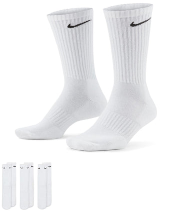 Everyday Cushioned Training Crew Socks (3 Pairs) - White/Black