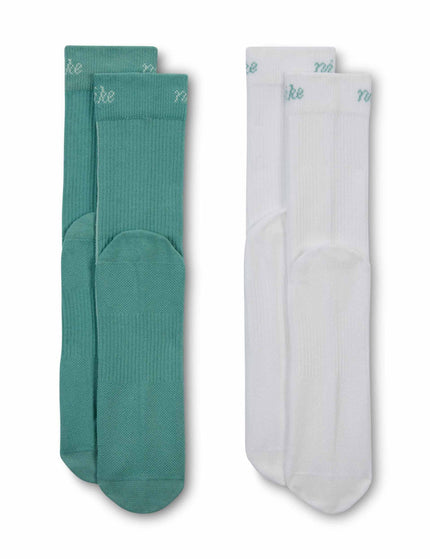 Nike Everyday Plus Lightweight Crew Socks (2-Pair) - White/Greenimages2- The Sports Edit