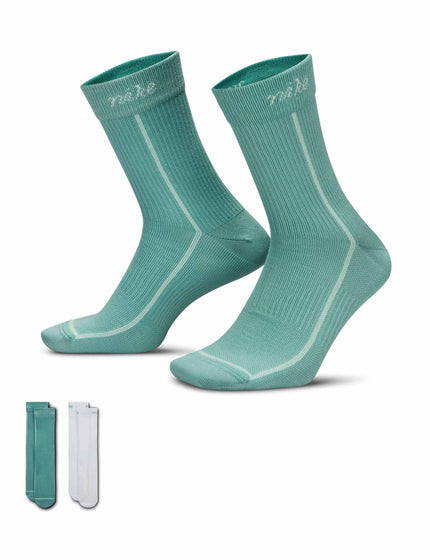 Nike Everyday Plus Lightweight Crew Socks (2-Pair) - White/Greenimages3- The Sports Edit