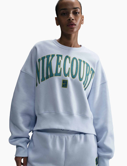 Nike NikeCourt Heritage Phoenix Fleece Over-Oversized Sweatshirt - Football Grey/High Voltage/Mineral Tealimages1- The Sports Edit