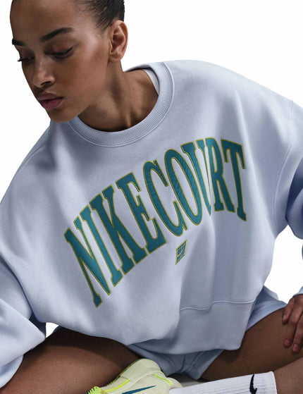 Nike NikeCourt Heritage Phoenix Fleece Over-Oversized Sweatshirt - Football Grey/High Voltage/Mineral Tealimages3- The Sports Edit