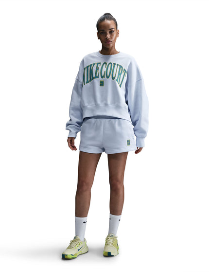 Nike NikeCourt Heritage Phoenix Fleece Over-Oversized Sweatshirt - Football Grey/High Voltage/Mineral Tealimages4- The Sports Edit