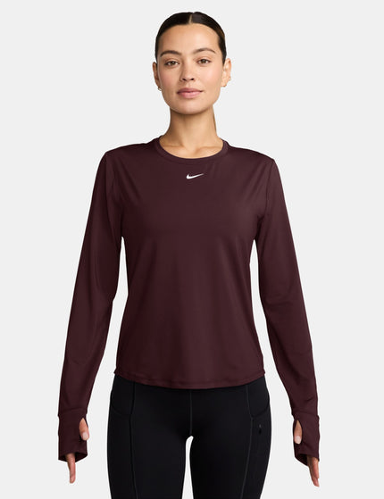 Nike One Classic Dri-FIT Long-Sleeve Top - Burgundy Crush/Whiteimages1- The Sports Edit