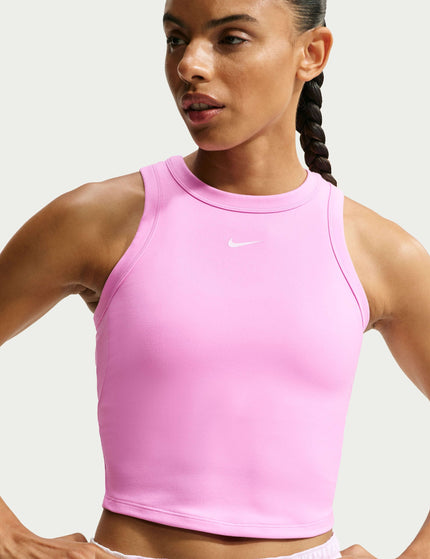 Nike One Fitted Dri-FIT Cropped Tank Top - Pink Rise/Whiteimages1- The Sports Edit