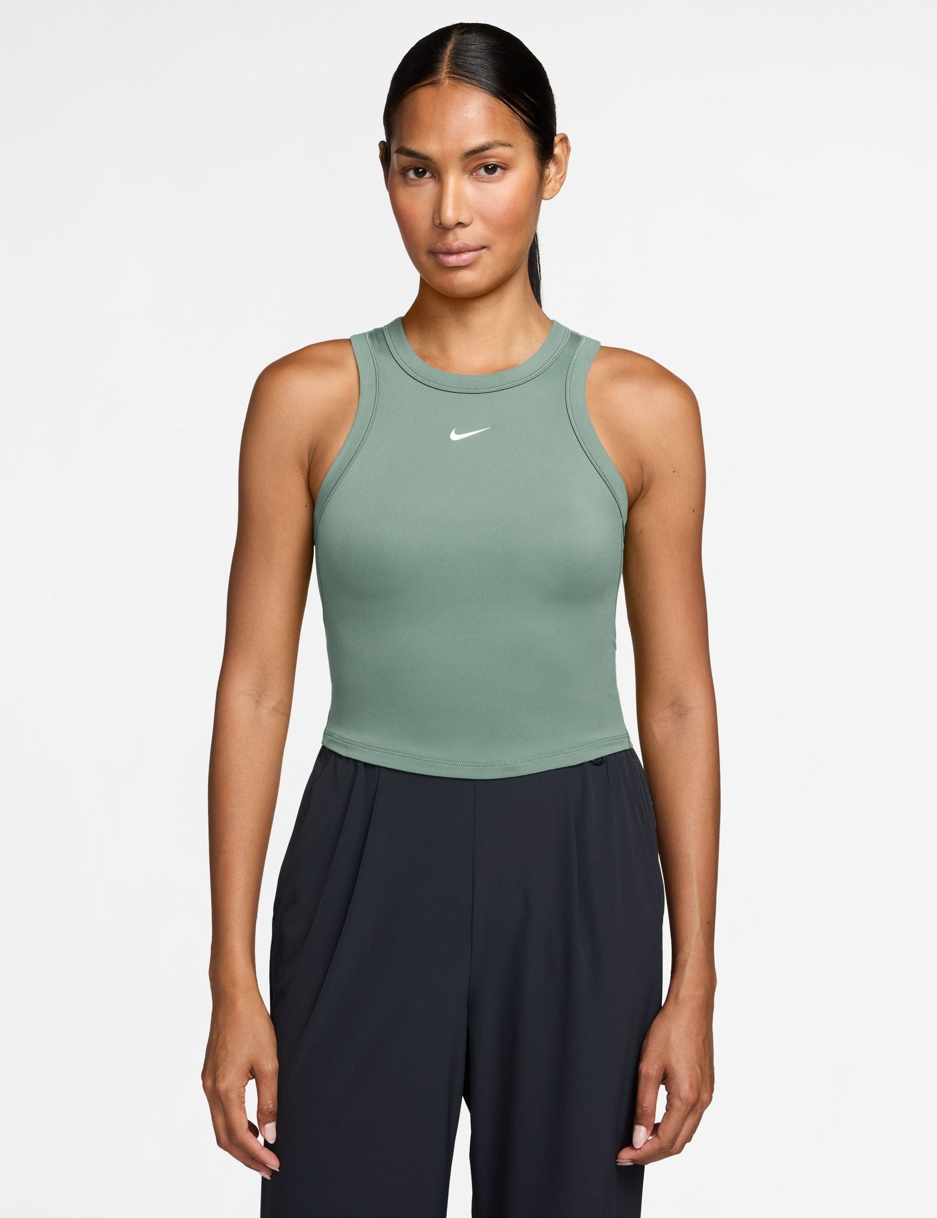 One Fitted Dri FIT Cropped Tank Top Steam White