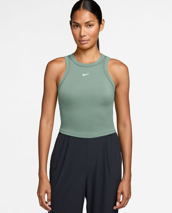 One Fitted Dri-FIT Cropped Tank Top - Steam/White