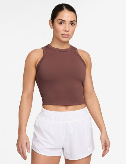 Nike One Fitted Dri-FIT Cropped Tank Top - Red Sepia/Blackimages1- The Sports Edit