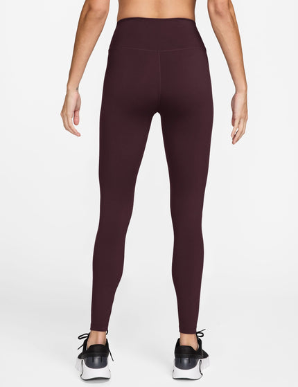 Nike One High Waisted Full Length Leggings - Burgundy Crush/Whiteimages2- The Sports Edit