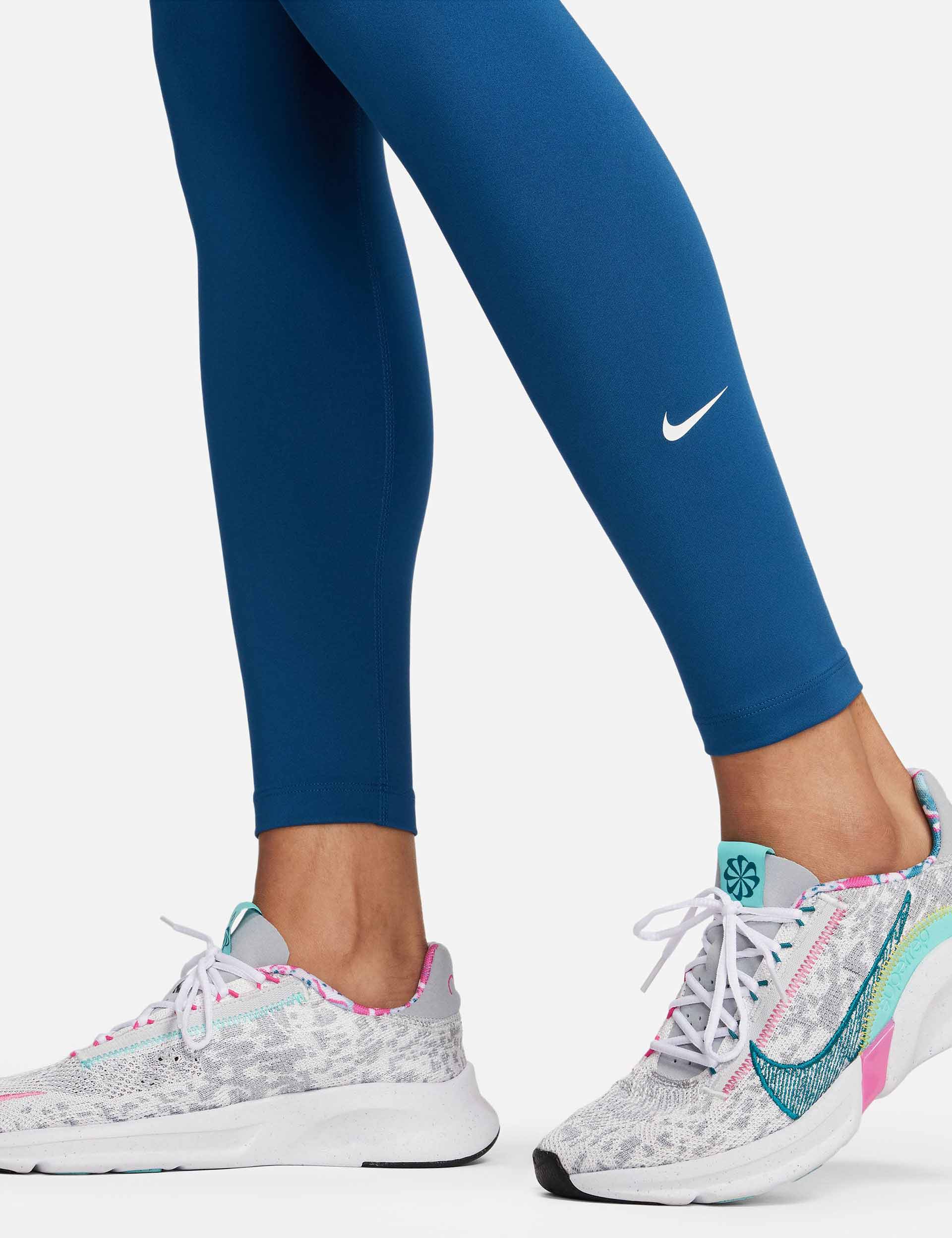 Nike, One High-Rise Leggings - Court Blue/White
