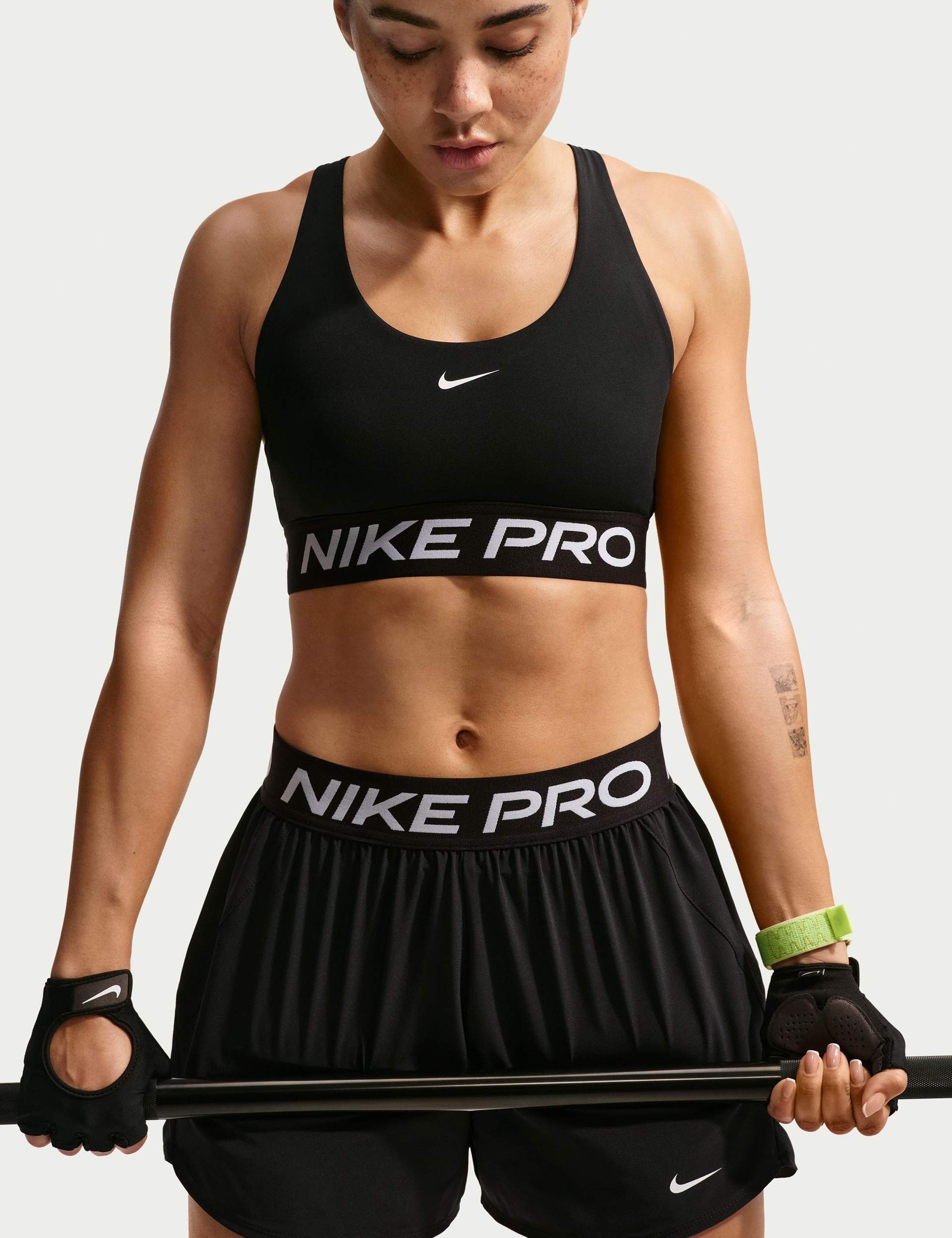 Pro 365 Light Support Sports Bra Black White