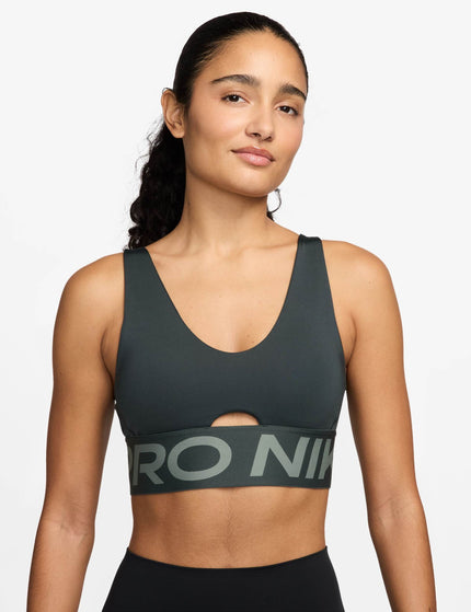 Nike Pro Indy Plunge Medium-Support Sports Bra - Seaweed/Clay Green/Whiteimages1- The Sports Edit