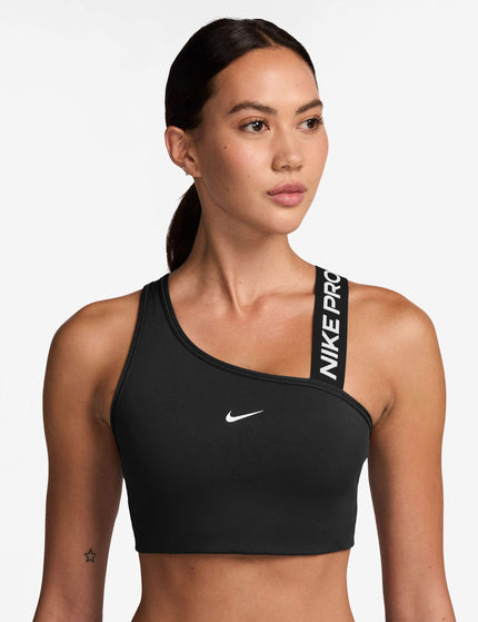 Nike Pro Swoosh Asymmetrical Bra - Black/Whiteimages1- The Sports Edit