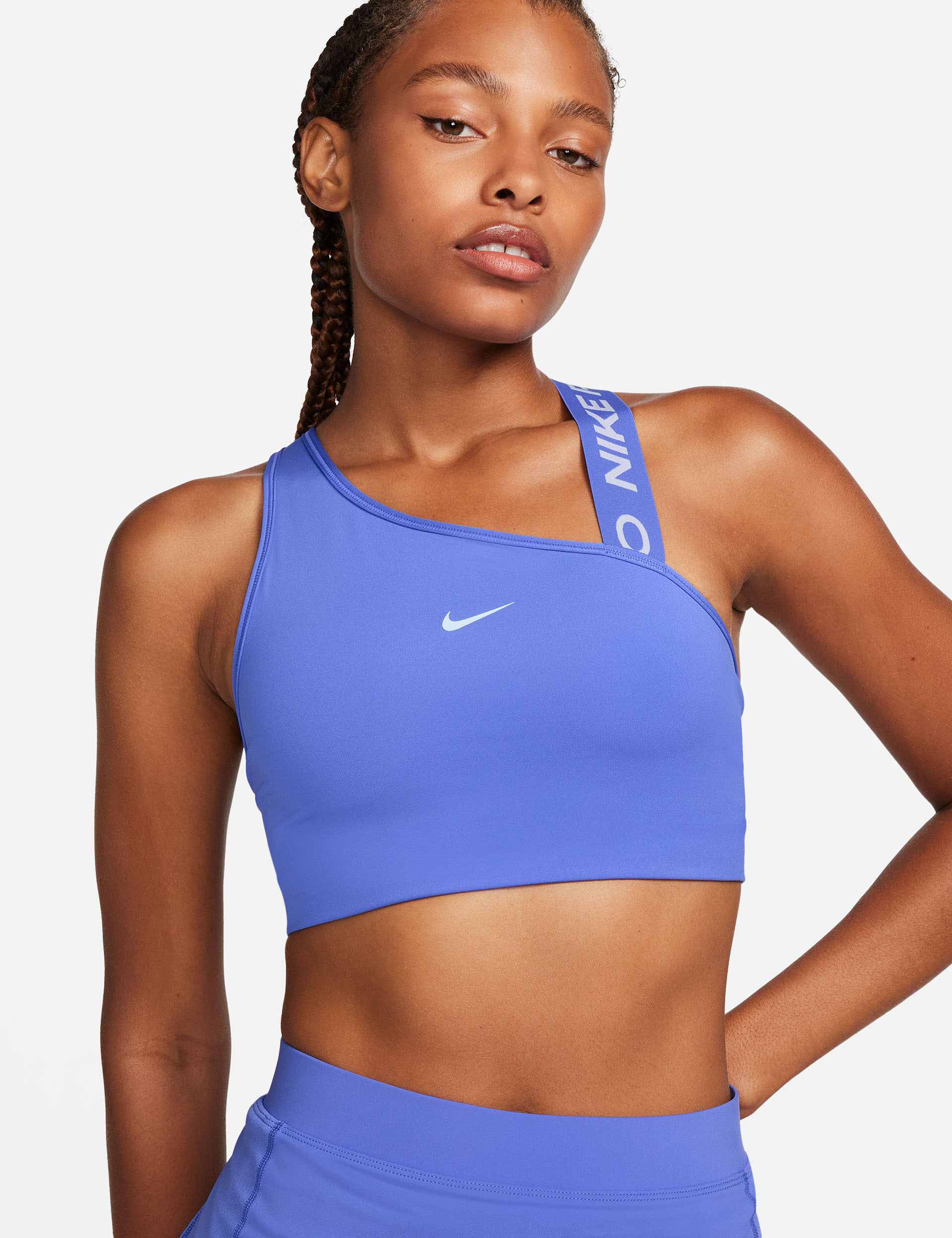 Nike, Pro Swoosh Asymmetrical Bra - Blue Joy