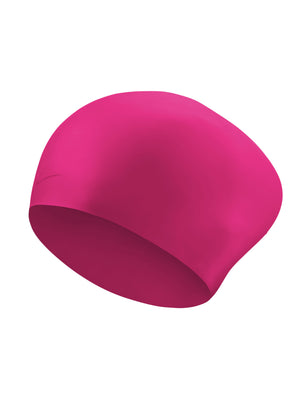 Solid Long Hair Silicone Training Cap - Pink Prime
