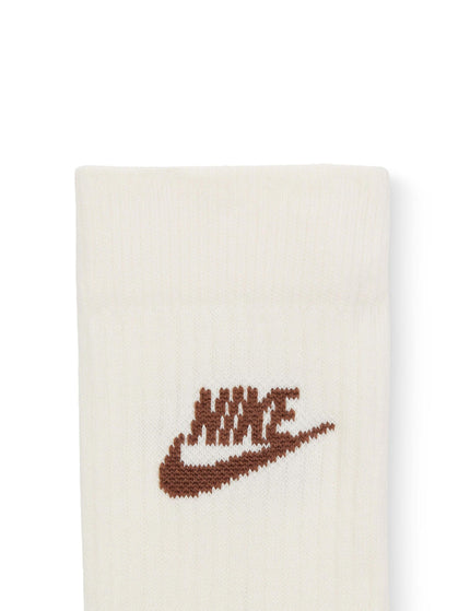 Nike Sportswear Everyday Essential Crew Socks (3 Pairs) - White/Brownimages4- The Sports Edit