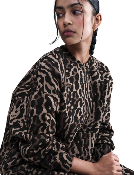 Nike Sportswear Phoenix Fleece Oversized Printed Sweatshirt - Black/Ironstone/Blackimages2- The Sports Edit