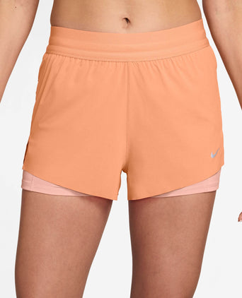 Swift Dri-FIT Mid-Rise 2-in-1 Running Shorts - Orange Pulse/Reflective Silver