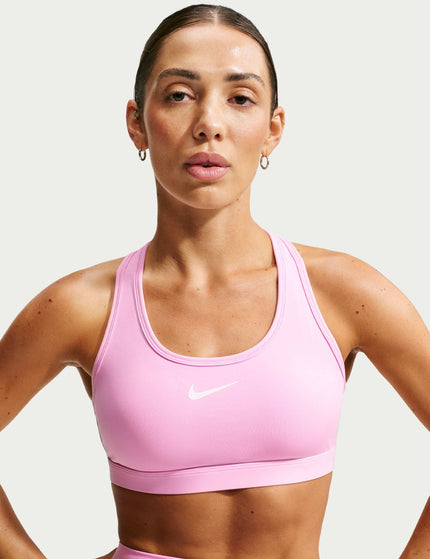 Nike Swoosh Medium Support Bra - Pink Rise/Whiteimages1- The Sports Edit