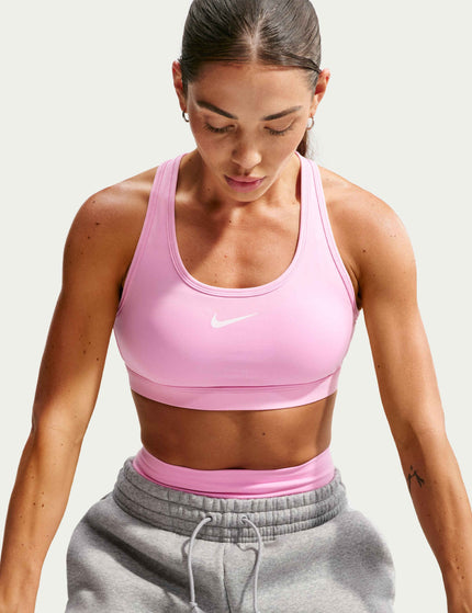 Nike Swoosh Medium Support Bra - Pink Rise/Whiteimages3- The Sports Edit